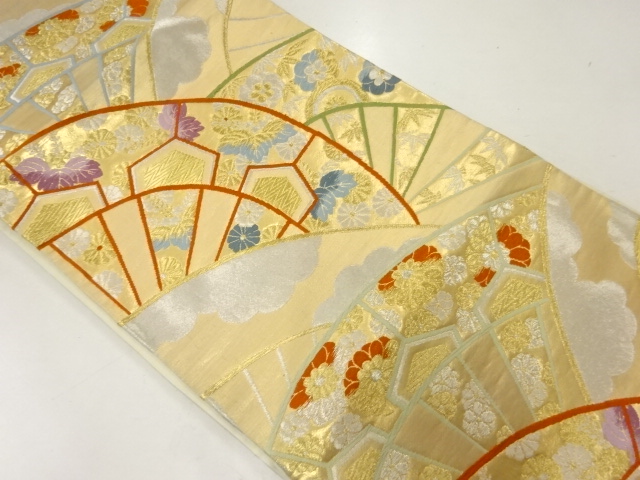 アンティーク　片輪車に菊桐模様織出し袋帯（材料）